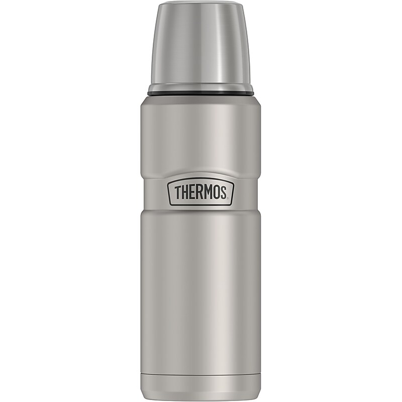 Thermos King Stainless Steel Vacuum Insulated Beverage Bottle, 16 oz., Matte Stainless (EASK2000MSTRI4) image 1