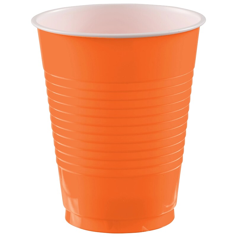 Party City Plastic Cup, 18 oz., Orange, 50/Pack (AM431754-05-PC) image 1