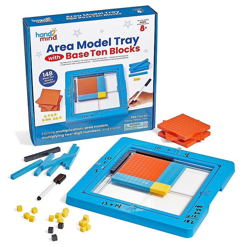 hand2mind Area Model Tray with Base Ten Blocks (96980) image 1