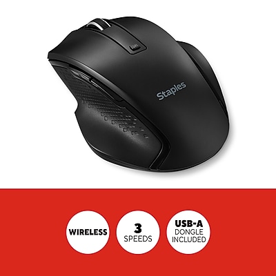 Staples TECH Wireless Ergonomic Optical USB Mouse - Thumbnail 2