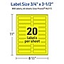 Avery Laser/Inkjet Rectangle Multipurpose Labels, 0.75" x 3.5", Neon Yellow, 800/Pack (94217)~#|#~E2149BCE-7133-49CC-A3519C577ADDD014_sc7