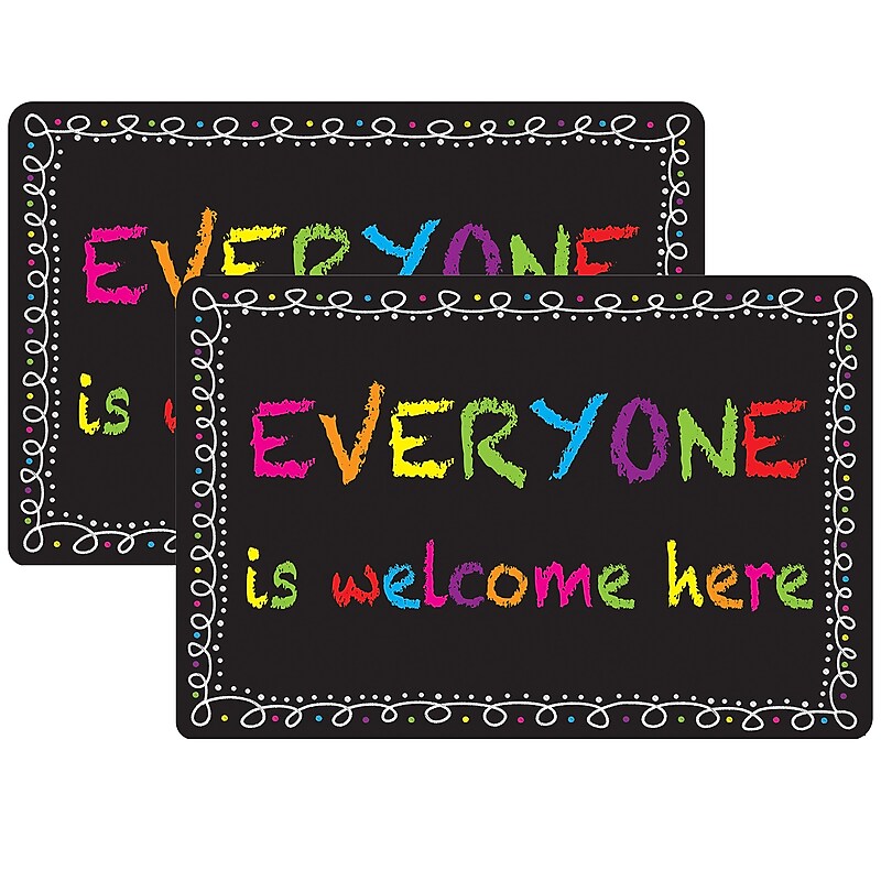 Ashley Smart Poly Commercial Floor Mat, 15.5" x 23.5", Chalk Loops Everyone Welcome, 2/Bundle (ASH91508-2) image 1
