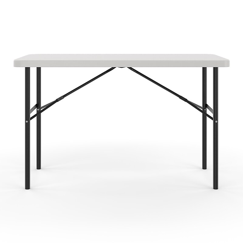 Staples 4' x 24" Heavy Duty Plastic Folding Table, White Granite (79203/54406) image 1