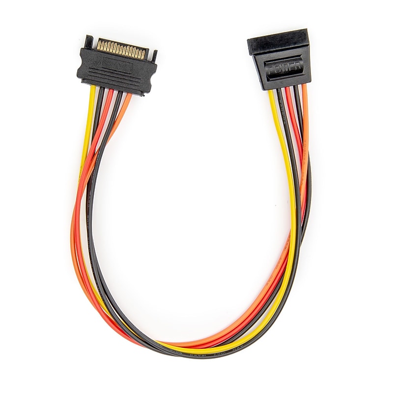 Rocstor 1' SATA to SATA Power Cable, Male to Female, Red (Y10C866-RD) image 1