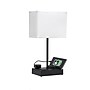 Simple Designs Rectangular Multi-Use 1 Light 15.3" LED Table Lamp with 2 USB Ports and Charging Outlet, Black/White (LT1110-WOB)~#|#~E240E006-4DEF-4C95-BCE4F73F4729601F_sc7