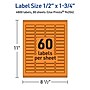 Avery Laser/Inkjet Multipurpose Rectangle Labels, 0.5" x 1.75", Bright Orange, 4800/Box (94204)~#|#~E245C0DE-3D99-4CAB-A5559BBBD65D8739_sc7