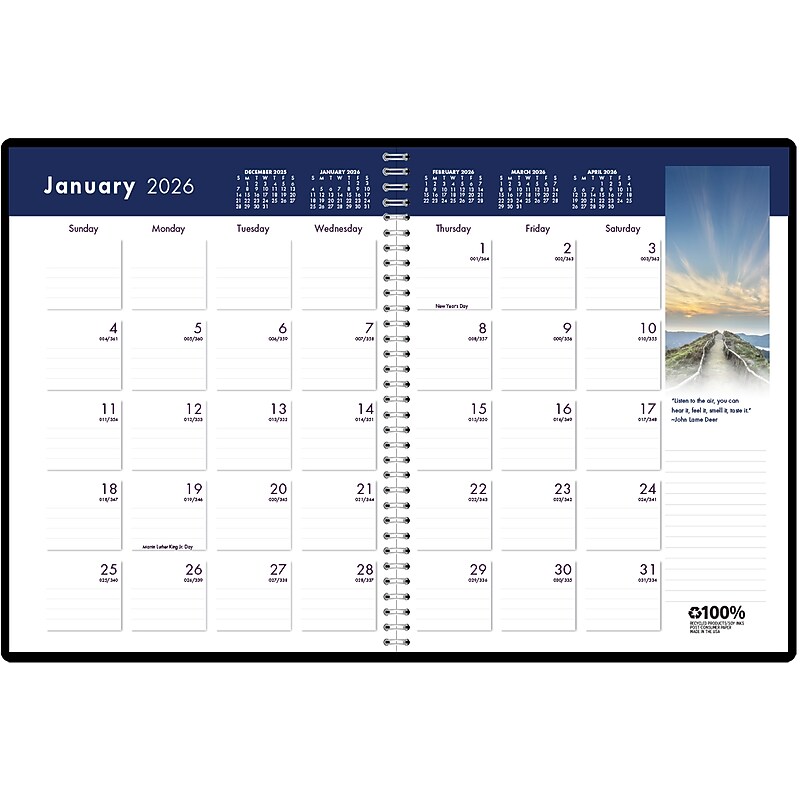 2026 House of Doolittle Earthscapes 8.5" x 11" Calendar Year Monthly Planner, Faux Leather Cover, Black (26402-26) image 1