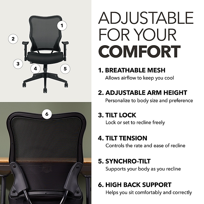 HON Wave Mesh High-Back Task Chair, Synchro-Tilt, Adjustable Arms