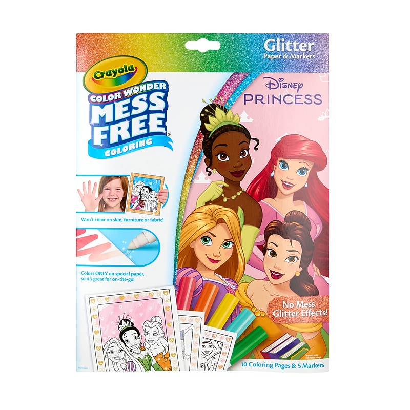 Crayola Princess Color Wonder Glitter Coloring Books, 10 Pages (75-7185) image 1