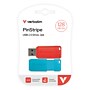 Verbatim PinStripe 128GB USB 2.0 Type A Flash Drive, Red and Blue, 2/Pack (70391)~#|#~E263B1FC-6352-4BD3-A86369BD52F18A01_sc7