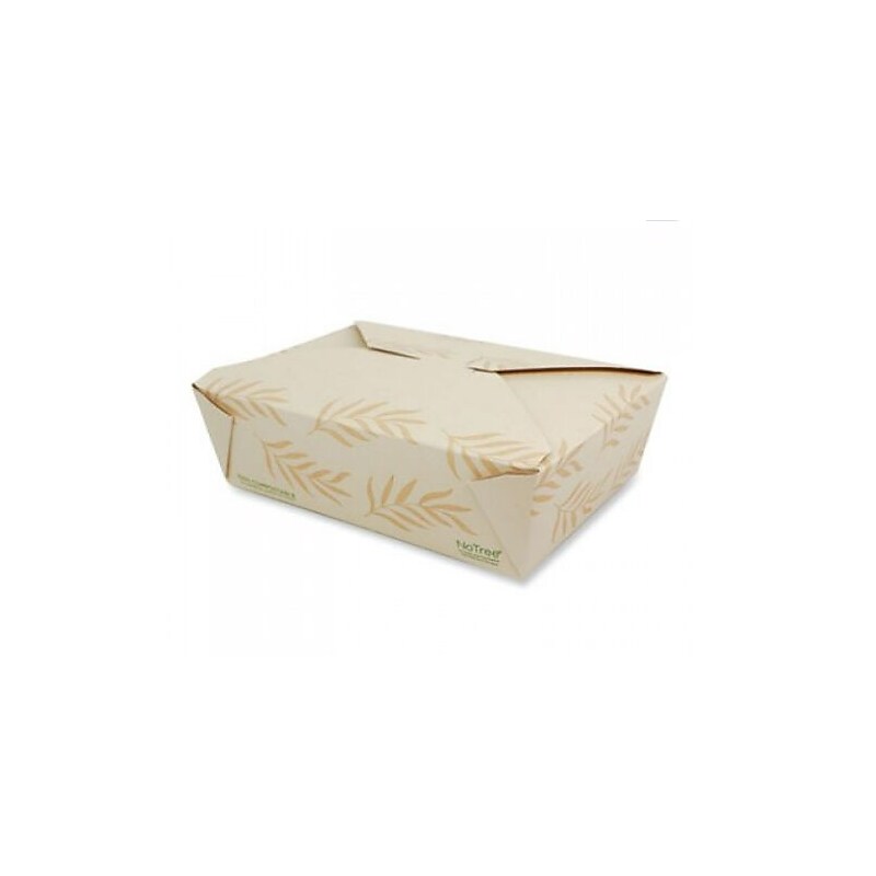 World Centric #3 No Tree Folded Takeout Containers, 65 oz., 6.25" x 8.7" x 2.5", Natural, Sugarcane, 200/Carton (TONT3) image 1