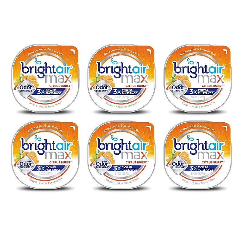 Bright Air Max Odor Eliminator Air Freshener Gel, Citrus Burst, 8 oz., 6/Carton (900436CT) image 1