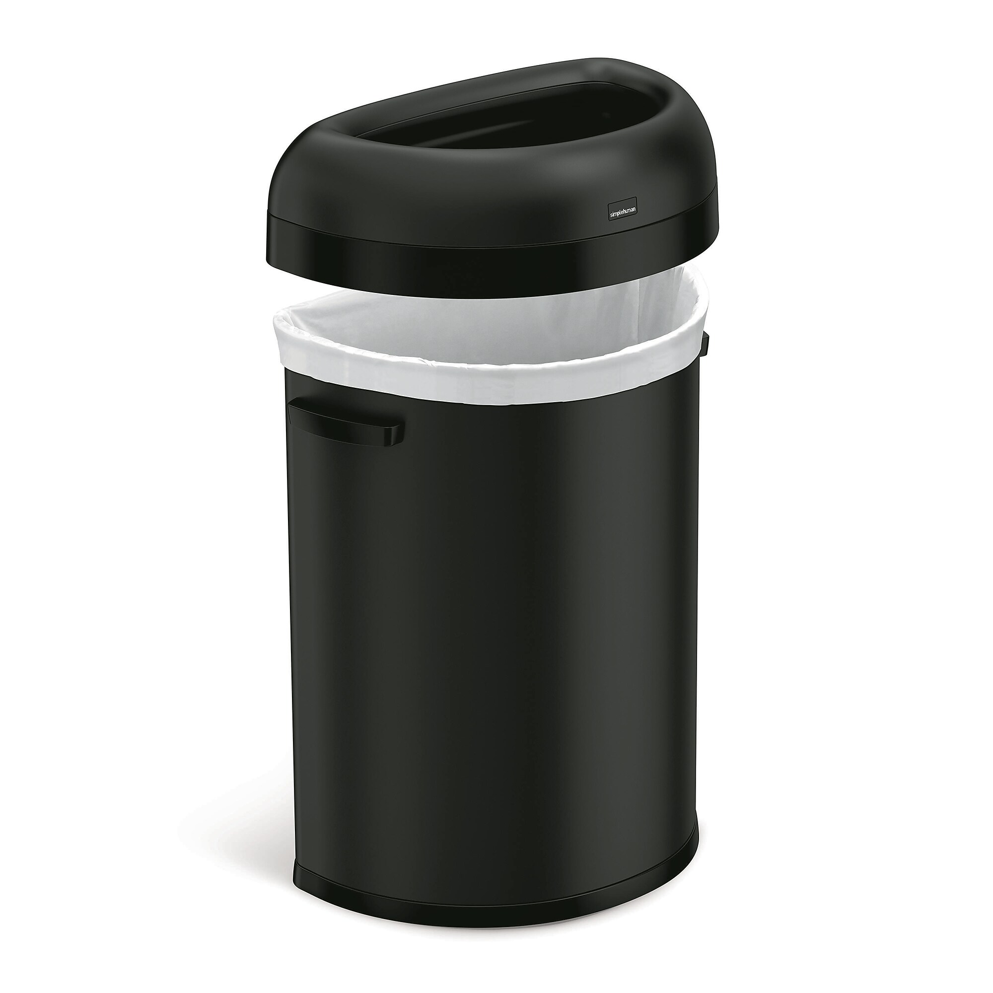 simplehuman Commercial Semi-Round Steel Trash Can with Open Lid, 21 Gallon, Matte Black (CW1495) Sansujyuku sansujyuku.com