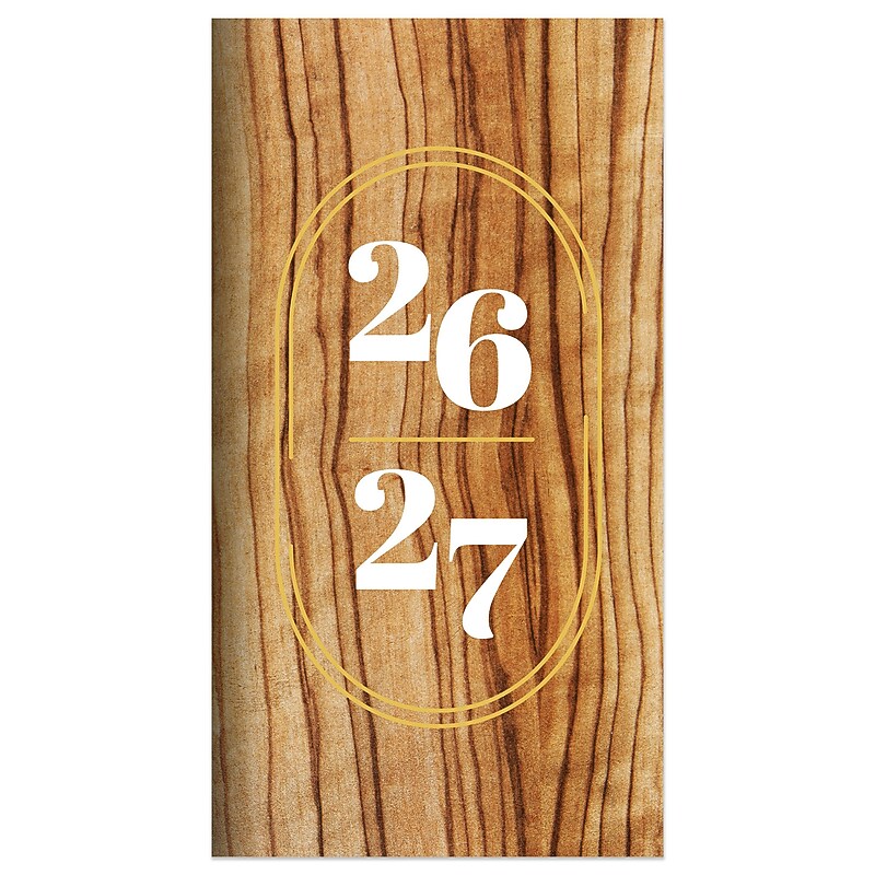 2026-2027 TF Publishing Classic Oak 3.5" x 6.5" Calendar Year Monthly Planner, Paperboard Cover, Multicolored (26-7010) image 1