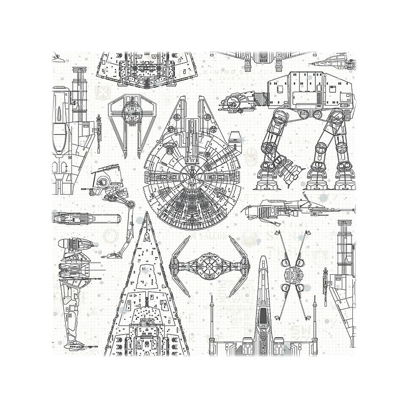 RoomMates Star Wars Blueprint Contemporary Wallpaper, Movies & TV (RMK11036WP) image 1