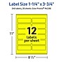 Avery Laser/Inkjet Rectangle Multipurpose Labels, 1.25" x 3.75", Neon Yellow, 240/Pack (94228)~#|#~E29F5D55-213A-4524-A296660AE73ADFA6_sc7