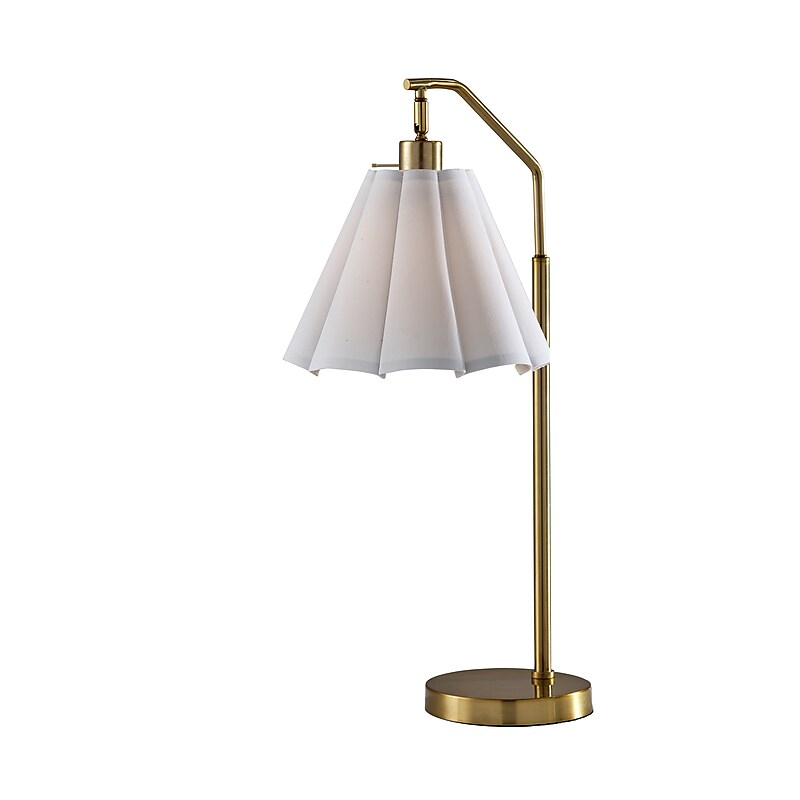 Adesso Lyra 26" Incandescent Table Lamp, Antique Brass/White (2607-21) image 1