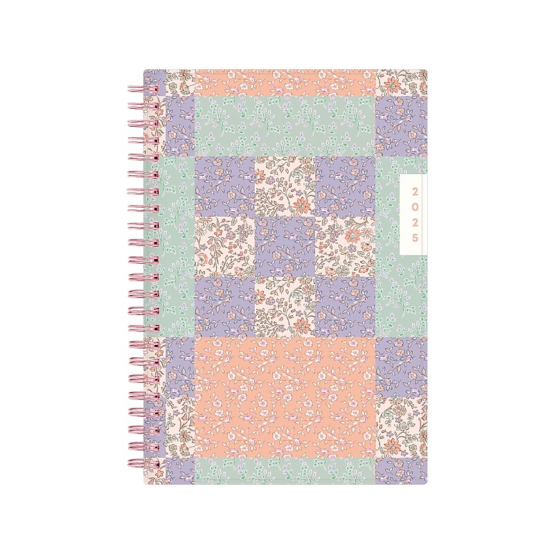 2025 Blue Sky Quilted Garden 5" x 8" Weekly & Monthly Planner, Plastic Cover, Multicolor (152480) image 1