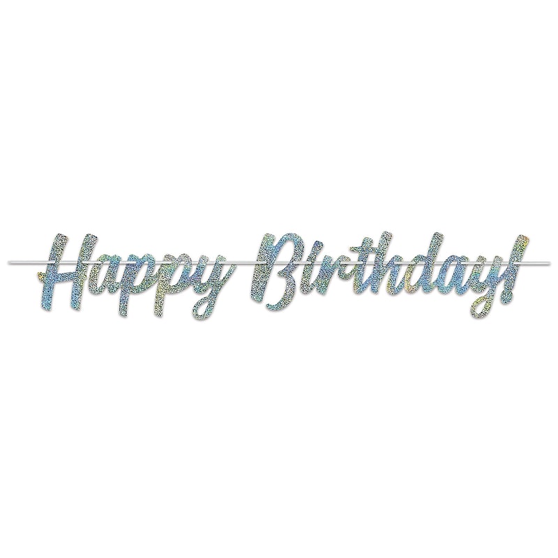 Beistle Happy Birthday! Streamer, Silver, 3/Pack (53419) image 1