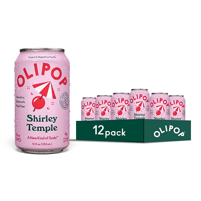 Olipop Prebiotic Shirley Temple, 12 fl. oz., 12 Cans/Carton