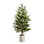 Nearly Natural Artificial Real Touch Norfolk Island Pine in Christmas Tin Metal Planter, 32" (T5388)~#|#~E2AFB740-18B1-41B7-B25847EBDE5A6566_sc7