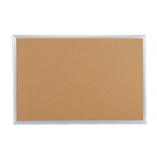 Staples Cork Bulletin Board, Aluminum Frame, 3'W x 2'H (28335CC) Staples
