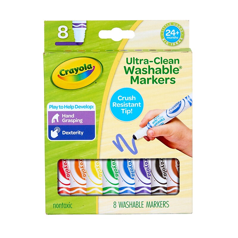 Crayola Washable Water-Based Marker, Crush Resistant Tip, Assorted Colors, 8/Pack (81-1548) image 1