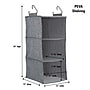 Household Essentials 3‑Shelf Hanging Closet Organizer with Hooks in Poly Linen and PEVA Shelving, Gray (HH7504-1)~#|#~E2B9EA52-1058-4F1A-861BDA06C26A70DA_sc7