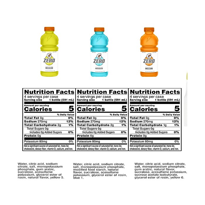 Gatorade Zero Sugar-Free Assorted Flavors Hydration Drink, 20 oz