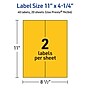 Avery Laser/Inkjet Rectangle Multipurpose Labels, 11" x 4.25", Bright Yellow, 40/Pack (94266)~#|#~E2C07CCF-25E3-43D6-8A6ED40FF2AB7906_sc7