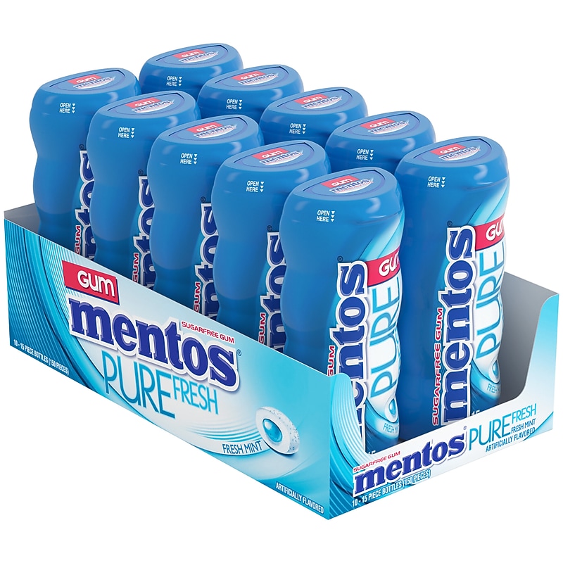 Mentos Pure Fresh Sugar Free Mint Gum, 10/Box (VAM1463620) image 1