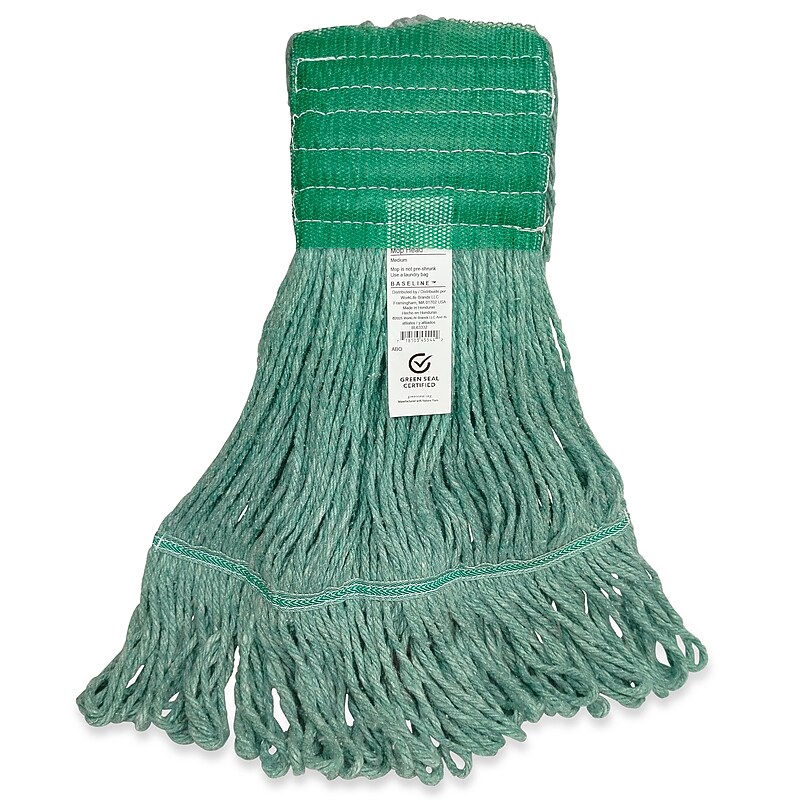 Baseline Twist Looped-End Wet Mop Head, Blend, 16 oz., 5" Headband, Green (BL63331) image 1