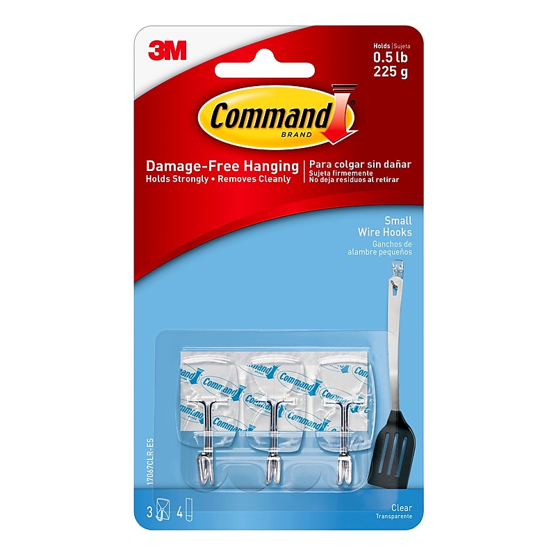 Command Small Wire Hooks, 0.5 lb., Clear, 3/Pack (17067CLR-ES) image 1