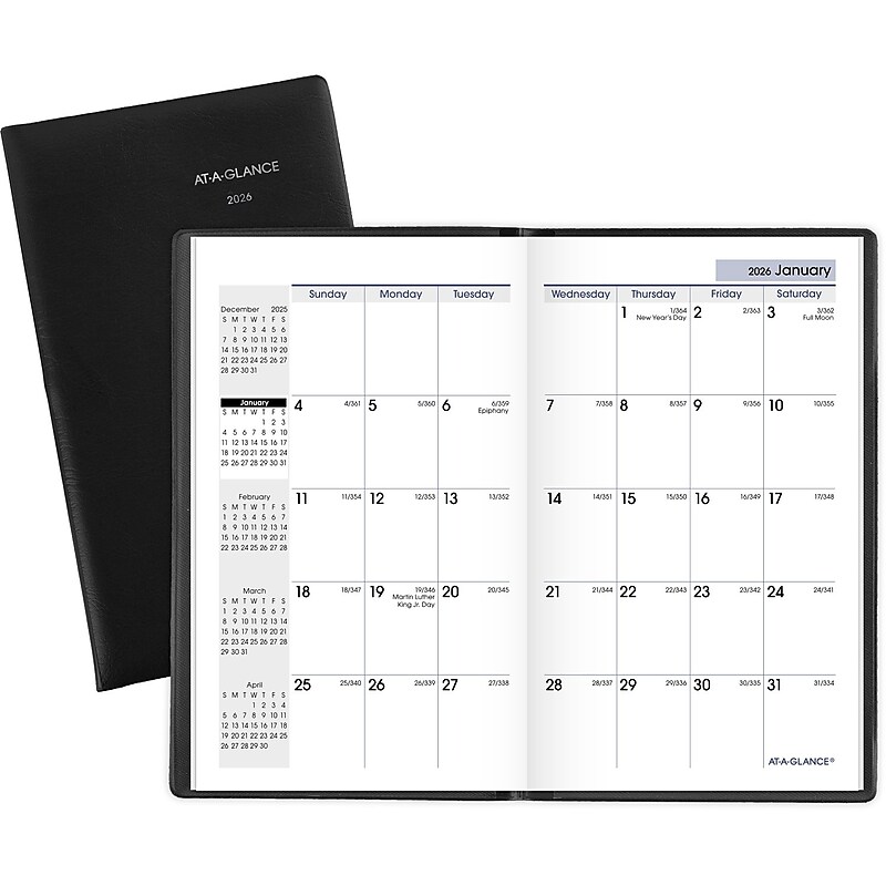 2026 AT-A-GLANCE DayMinder 3.5" x 6" Monthly Planner, Plastic Cover, Black (SK53-00-26) image 1