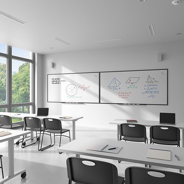 TRU RED™ Magnetic Porcelain Dry Erase Board, Black Frame, 8' x 4