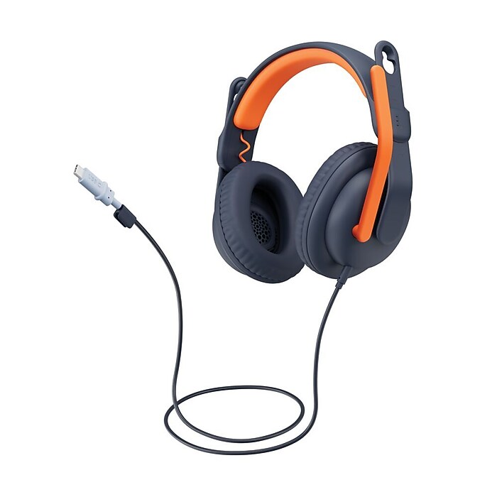Logitech Zone Learn USB-C Stereo Computer Headset, Blue/Orange