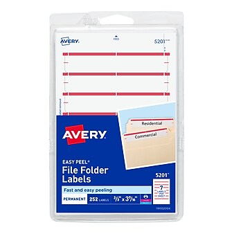 Avery Laser/Inkjet File Folder Labels, 2/3" x 3 7/16", Dark Red, 252/Pack (5201)