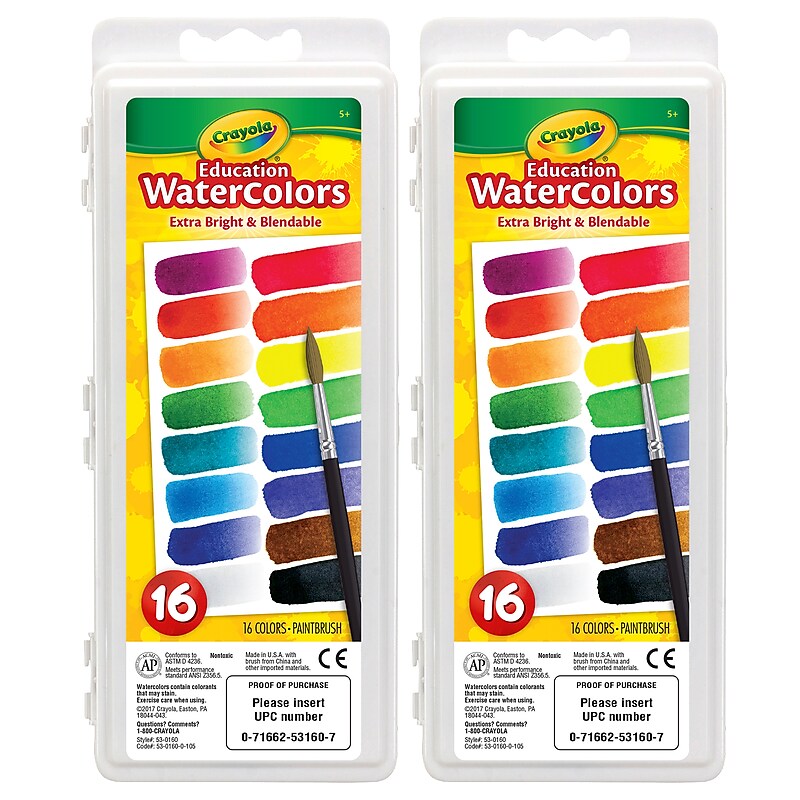 Crayola Education Oval Pans Watercolors Set, Assorted Colors, 2/Bundle (BIN530160-2) image 1