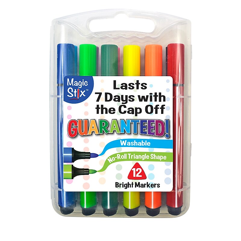 The Pencil Grip Magic Stix Washable Water-Based Markers, Assorted Colors, 12/Pack (TPG-395) image 1