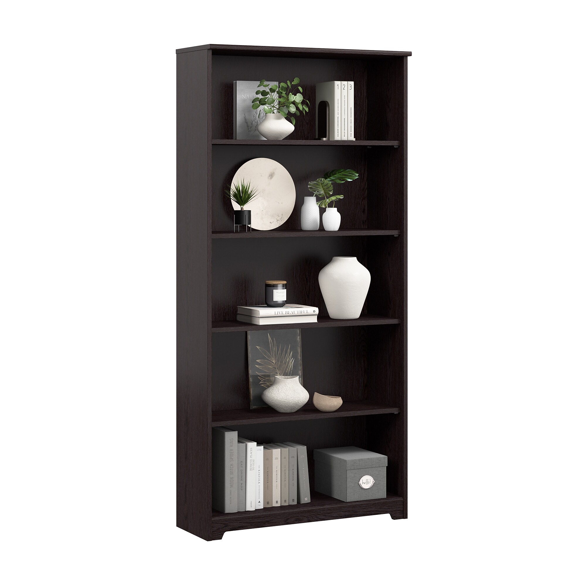 Bush Home Cabot Tall 5 Shelf Bookcase, Espresso Oak (WC31866) Sansujyuku sansujyuku.com