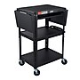 Luxor LEADER 3-Shelf Adjustable Media Utility Cart with Pullout Tray & Drop Leaf Shelves, Black (UCMT1KBDL)~#|#~E2F460D2-803E-46D0-82DACE4DF0818548_sc7