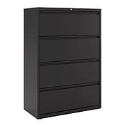 Staples Commercial 4 File Drawer Lateral File Cabinet, Locking, Black, Letter/Legal, 36"W (20057D)