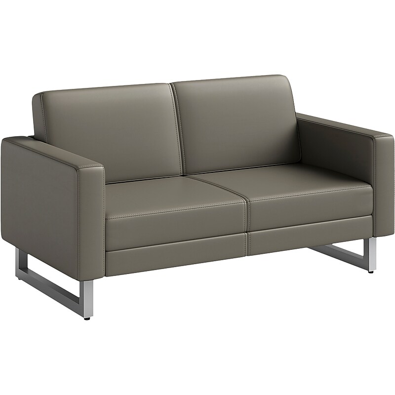 Safco Mirella 54" Vinyl Lounge Settee, Gray (1731MRL2SLVGR) image 1