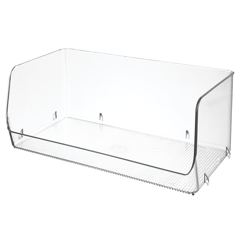 iDESIGN Medium Stackable Plastic Storage Bin, Clear (70055) image 1