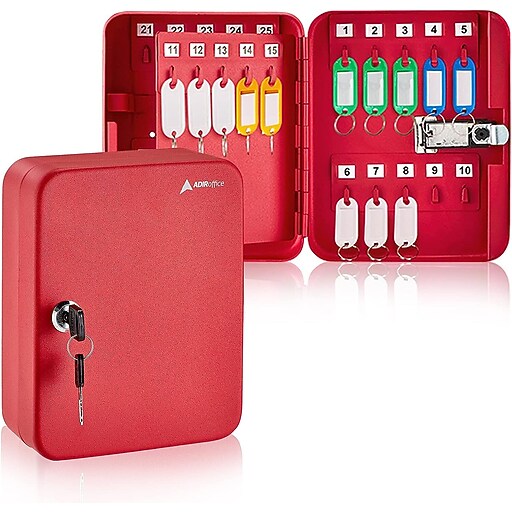 AdirOffice 30Key with Key Lock and Key Tags, Red (68130RED