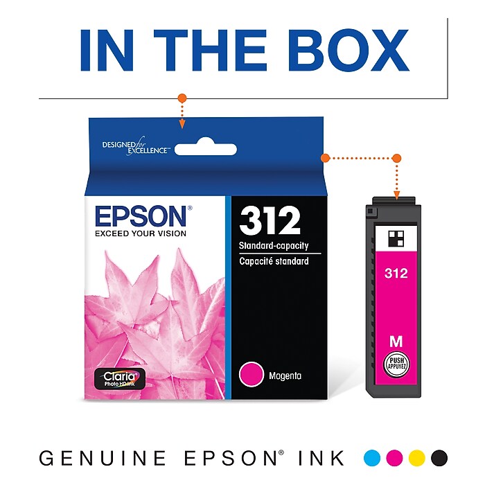 Epson T312 Magenta Ink Cartridge, Standard Yield | Staples