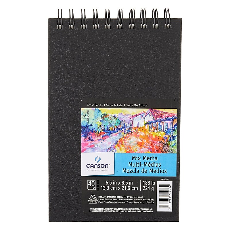 Canson Artist Series 14" x 21.6" Wire Bound Mixed Media Art Book, 40 Sheets/Book, 3 Books/Bundle (MCX100516108-3) image 1