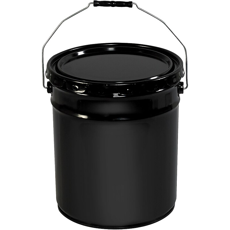 Partners Brand Open Head Metal Pail with Handle, 5 Gallon, Black (HAZ1078) image 1