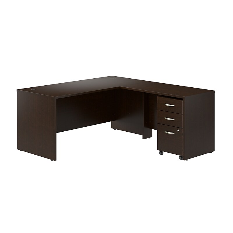 Bush Business Furniture Westfield 66"W L Shaped Desk with 42W Return and Mobile File Cabinet, Mocha Cherry (SRC165MRSU) image 1