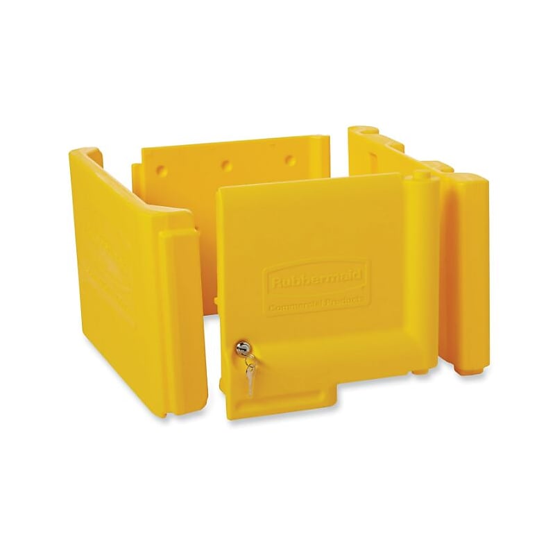 Rubbermaid 6181 Locking Janitor Cleaning Cart Cabinet, Yellow Polyethylene (RCP6181YEL) image 1